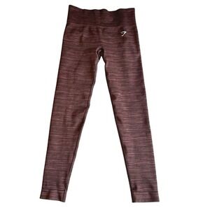 Gymshark Adapt‎ Marl Seamless Leggings Womens S Cherry Brown Training Fitness